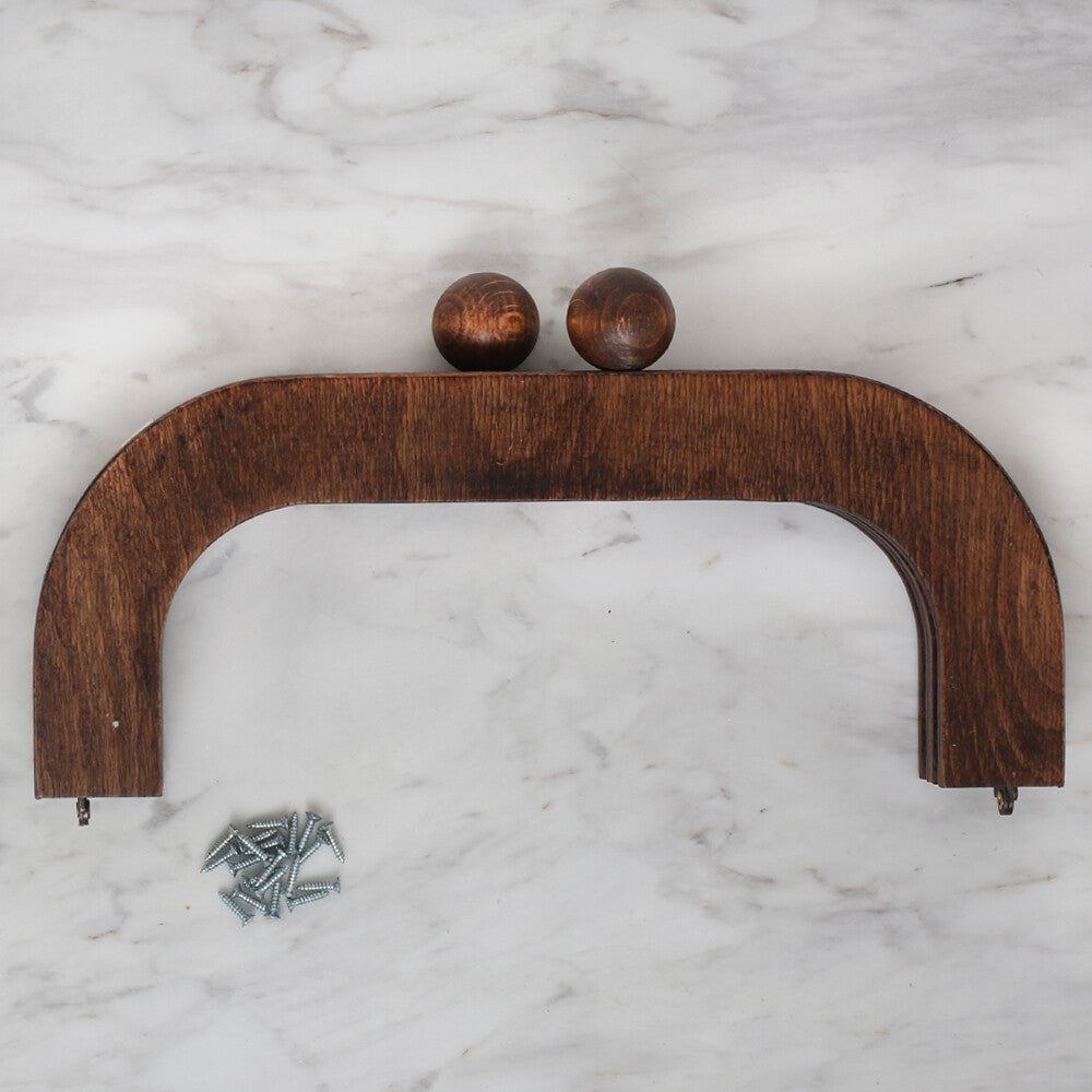 Loren Ahşap Çanta Klipsi 22 CM Kahverengi